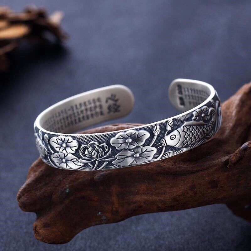 更新:79769574 (2pc/2件) 手鈪手鏈手鐲蓮花心經年年有餘 bracelet #pdc 751517