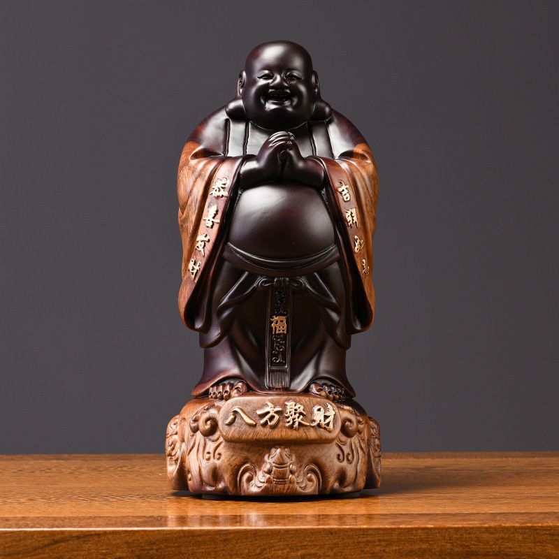 更新:79769490-99 木質風水擺設佛像笑佛高度10cm decoration Buddha #pdc 641330