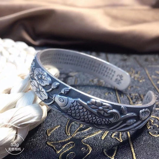 更新:79769574 (2pc/2件) 手鈪手鏈手鐲蓮花心經年年有餘 bracelet #pdc 751517