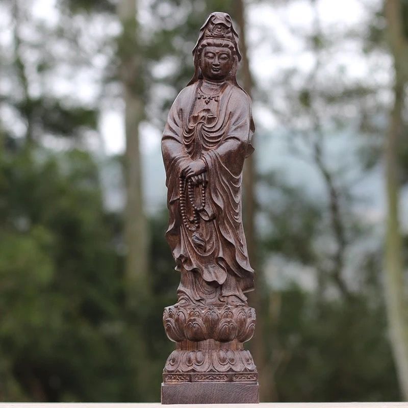 更新:79769498-94 木質風水擺設佛像觀音高度15 cm Buddha decoration #pdc 741522