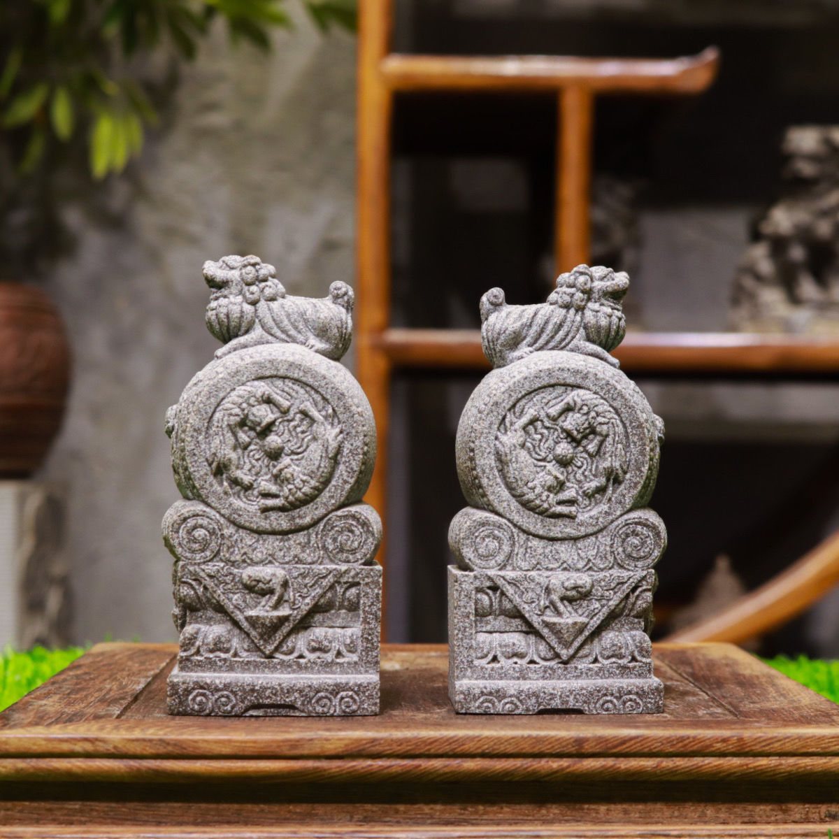 更新:79769494-96 石質家居風水擺設獅子一對套裝 lion decoration #pdc 941446