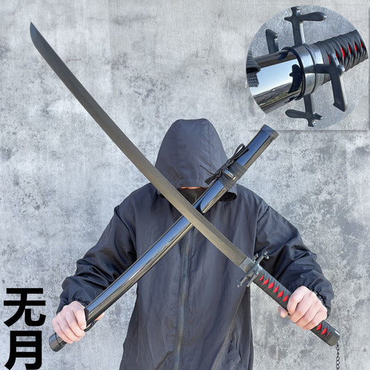 更新:79769492-99 (2pc/2件) 木製武士刀擺設死神黑武士新月無月斬月殘月鳴刃 wooden sword decoration #pdc 880724