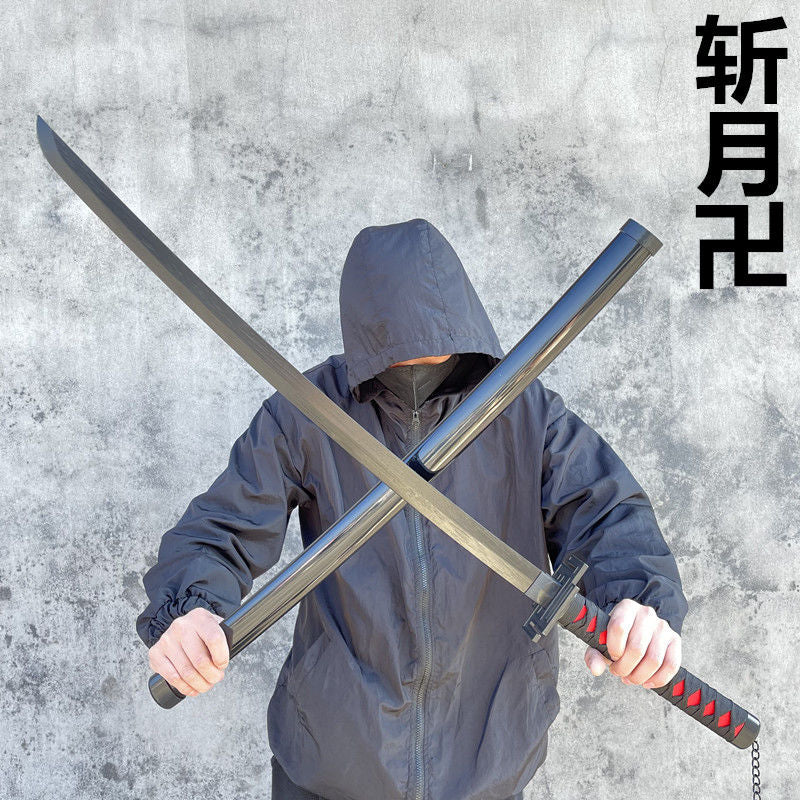 更新:79769492-99 (2pc/2件) 木製武士刀擺設死神黑武士新月無月斬月殘月鳴刃 wooden sword decoration #pdc 880724