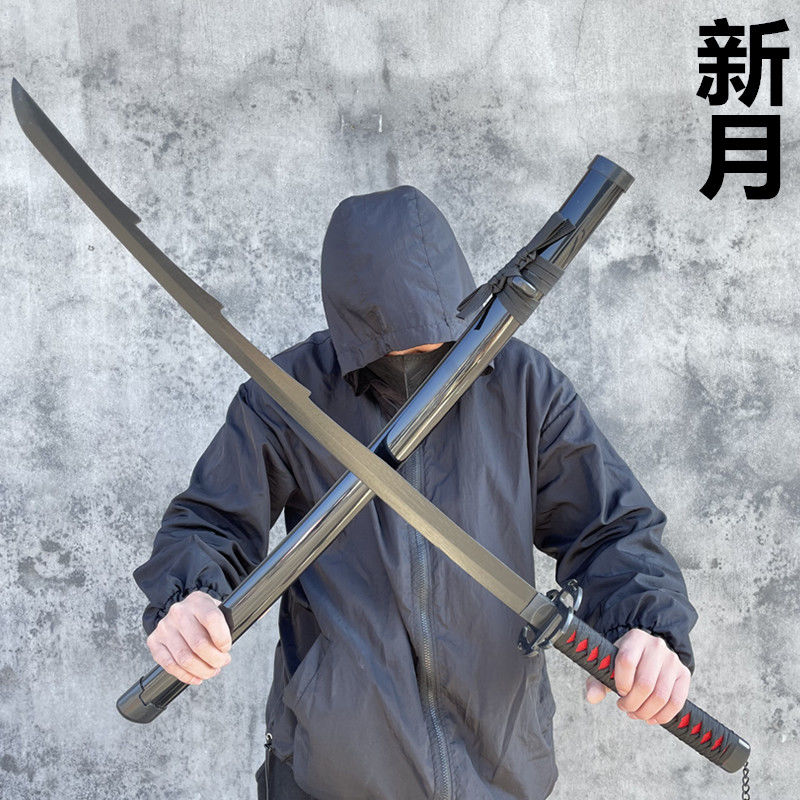 更新:79769492-99 (2pc/2件) 木製武士刀擺設死神黑武士新月無月斬月殘月鳴刃 wooden sword decoration #pdc 880724