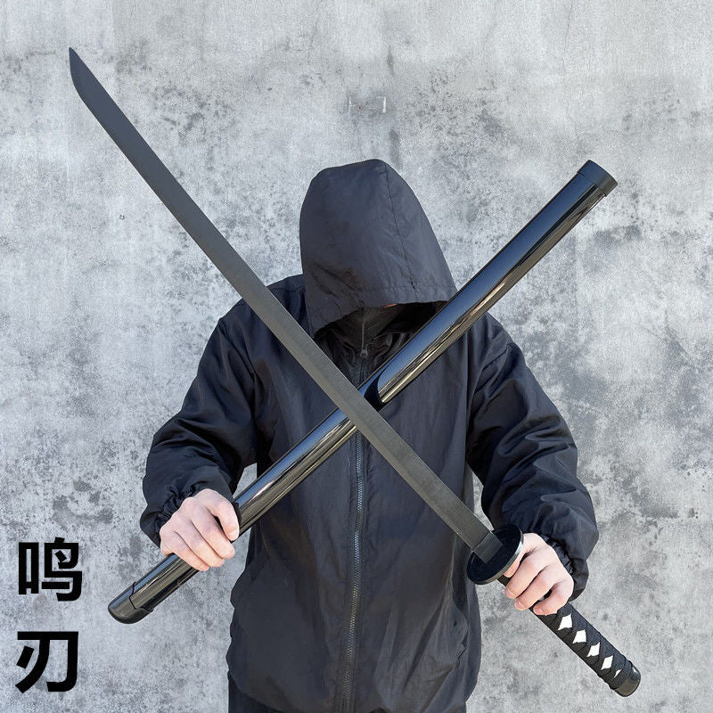 更新:79769492-99 (2pc/2件) 木製武士刀擺設死神黑武士新月無月斬月殘月鳴刃 wooden sword decoration #pdc 880724