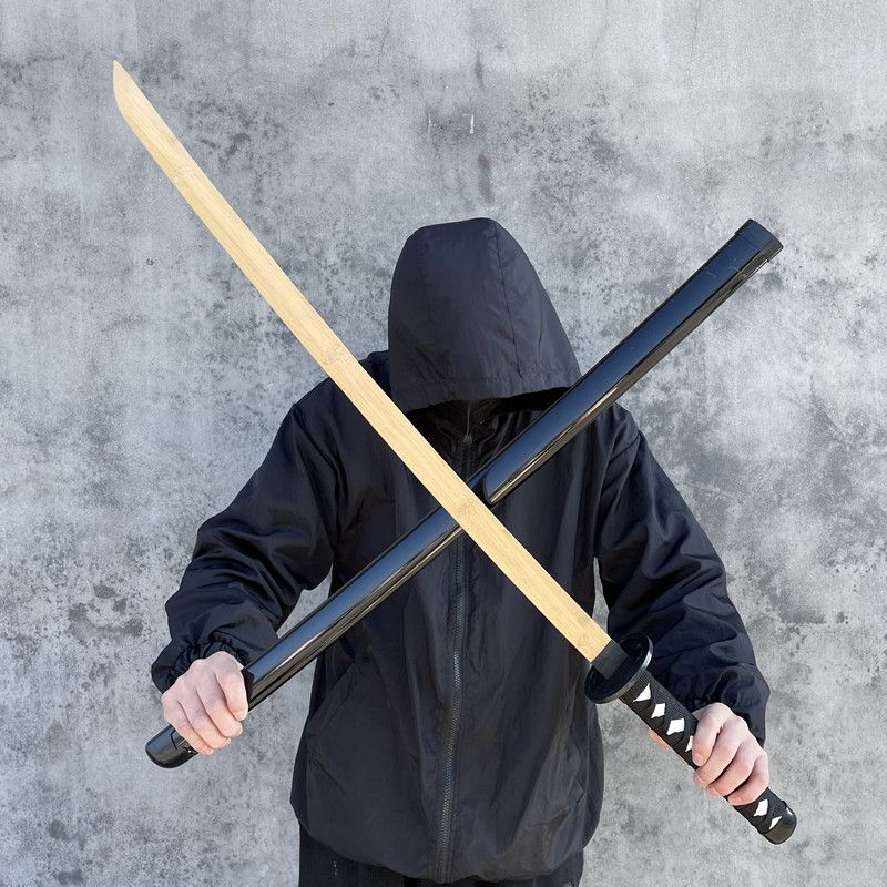 更新:79769492-99 (2pc/2件) 木製武士刀擺設死神黑武士新月無月斬月殘月鳴刃 wooden sword decoration #pdc 880724