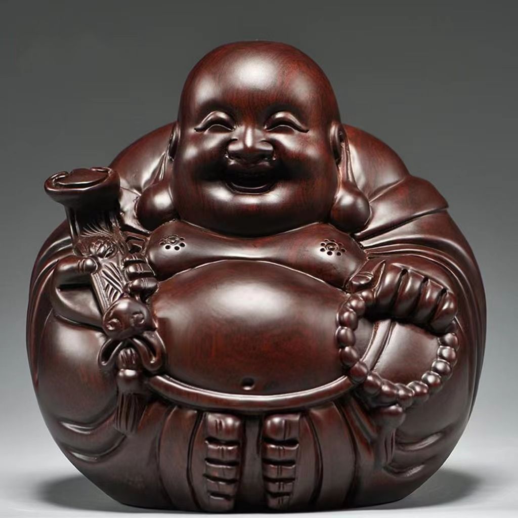 更新:79769490-99 木質風水擺設佛像笑佛高度10cm decoration Buddha #pdc 641330