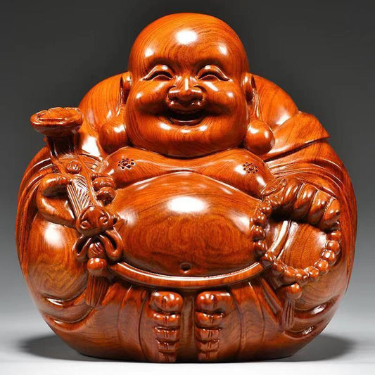 更新:79769490-99 木質風水擺設佛像笑佛高度10cm decoration Buddha #pdc 641330
