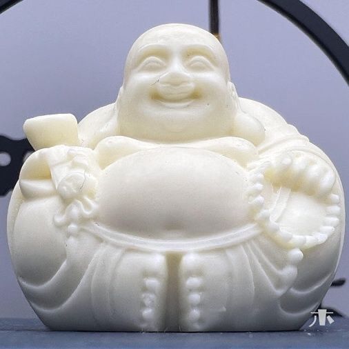 更新:79769490-99 象牙果風水擺設佛像笑佛高度4.5 cm decoration Buddha #pdc 641330