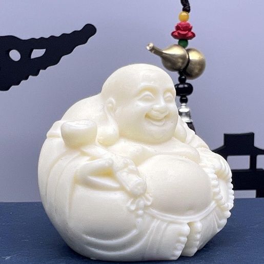 更新:79769490-99 象牙果風水擺設佛像笑佛高度4.5 cm decoration Buddha #pdc 641330