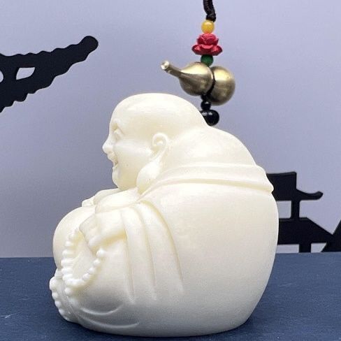 更新:79769490-99 象牙果風水擺設佛像笑佛高度4.5 cm decoration Buddha #pdc 641330