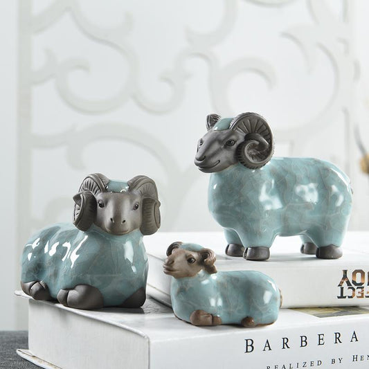 更新:79769487-99 陶瓷家居風水擺設喜氣羊羊三件套裝 sheep decoration #pdc 991433