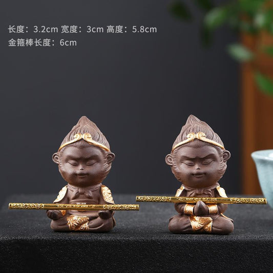 更新:79769487-99 家居風水擺設紫砂兩件套裝孫悟空馬騮精monkey King decoration #pdc 991433