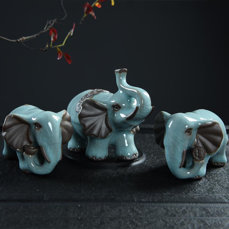 更新:79769487-99 家居風水擺設陶瓷招財進寶鎮宅大象三件套裝elephant decoration #pdc 991433