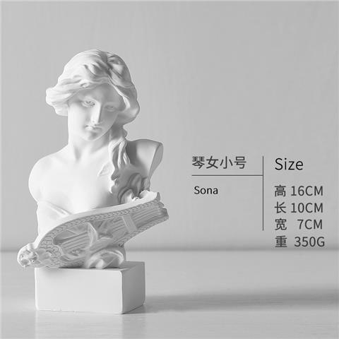 更新:79769486-99 仿石膏風水擺設佛像人像琴女 decoration plaster statue #pdc 641517
